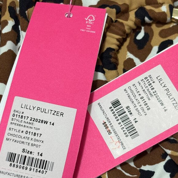 Lilly Pulitzer Leopard Print Bikini Swimsuit Set Size 14 My Favorite Spot NWT - Picture 3 of 4